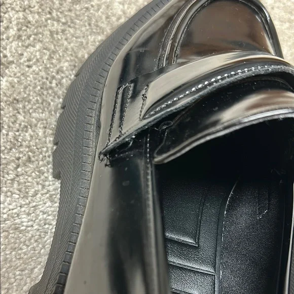 Zara Black Chunky Sole Leather Flats - Picture 4 of 4